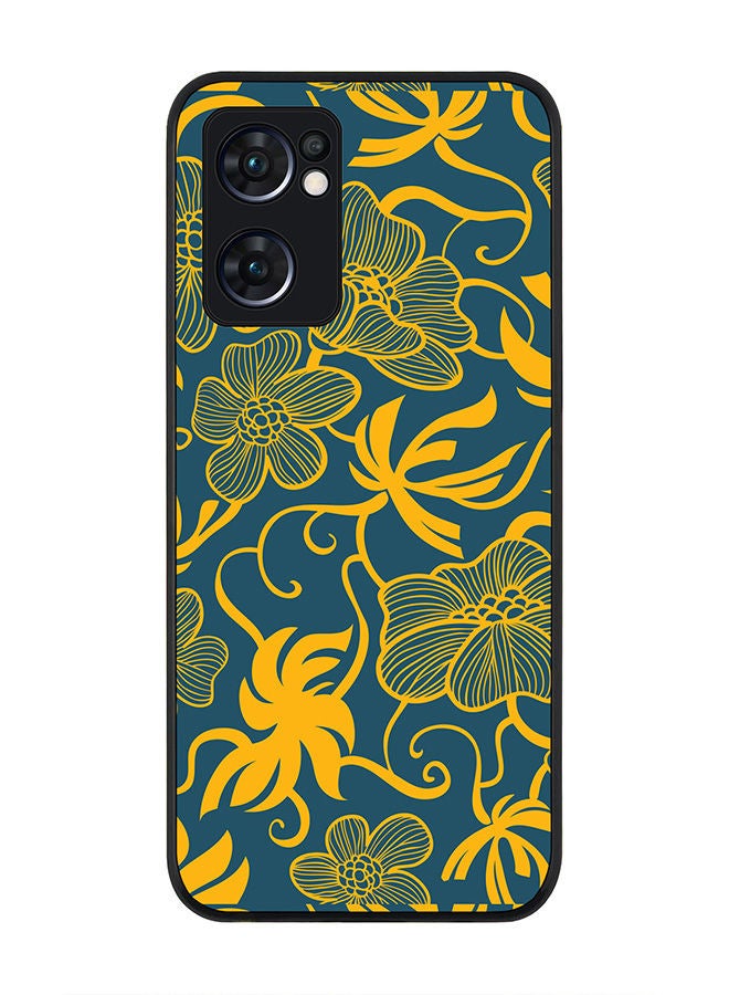 Stylizedd Rugged Black edge case for Oppo Reno7 5G  Slim fit Soft Case Flexible Rubber Edges Anti Drop TPU Gel Thin Cover - Euro Pattern - Image 1