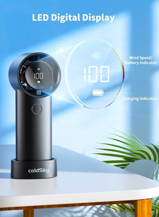 Chase Up Portable Handheld Turbo Fan, 5 Speed Adjustable Personal Small Fan With Digital Display, Powerful High Speed 6000mAh Battery Operated Cooling Fan With Base For Outdoors, Travel, Home, Desk - Image 2