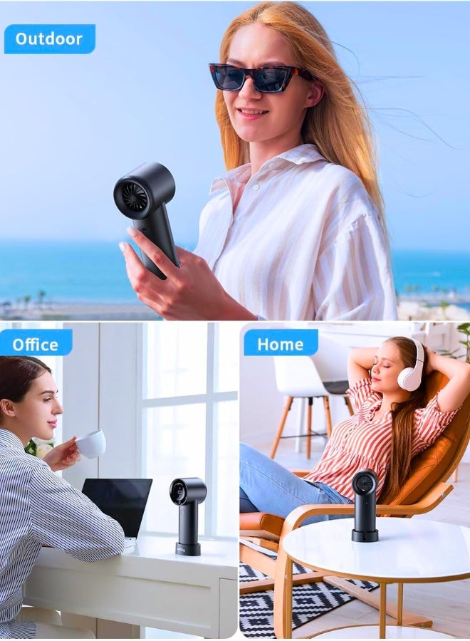 Chase Up Portable Handheld Turbo Fan, 5 Speed Adjustable Personal Small Fan With Digital Display, Powerful High Speed 6000mAh Battery Operated Cooling Fan With Base For Outdoors, Travel, Home, Desk - Image 4