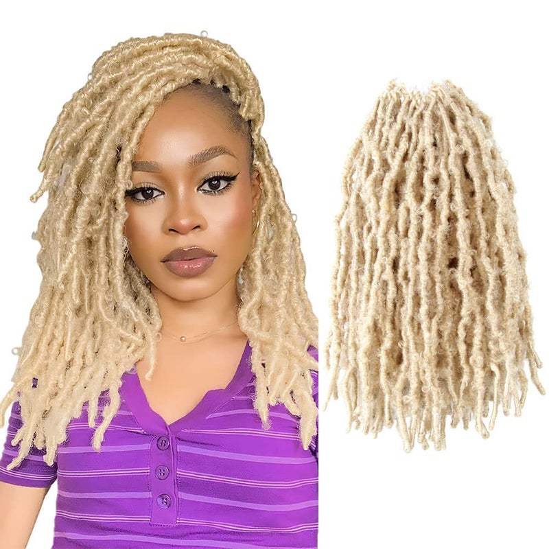 BOHOBABE 8 Packs Light Weight Butterfly Locs Crochet Hair 12 Inch Butterfly Faux Locs Crochet Hair short Blonde Distressed Butterfly Locs 613