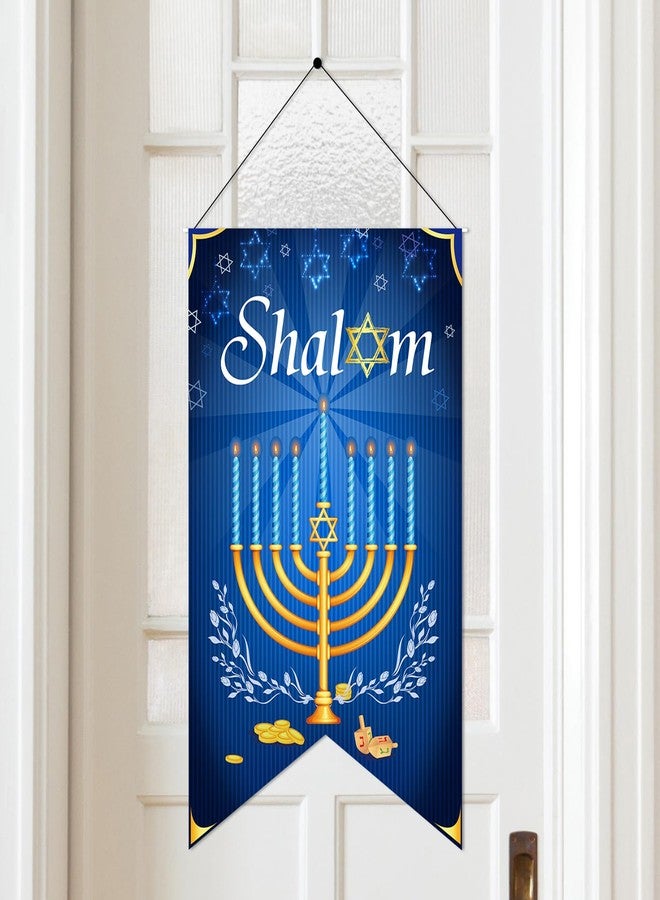 Tevxj Happy Hanukkah Door Banner Shalom Decorations Hanukkah Welcome Door Sign Fabric Chanukah Hanging Decor Gifts for Holiday Party Jewish Holiday Decorations for Porch Office Wall Indoor Outdoor - Image 1