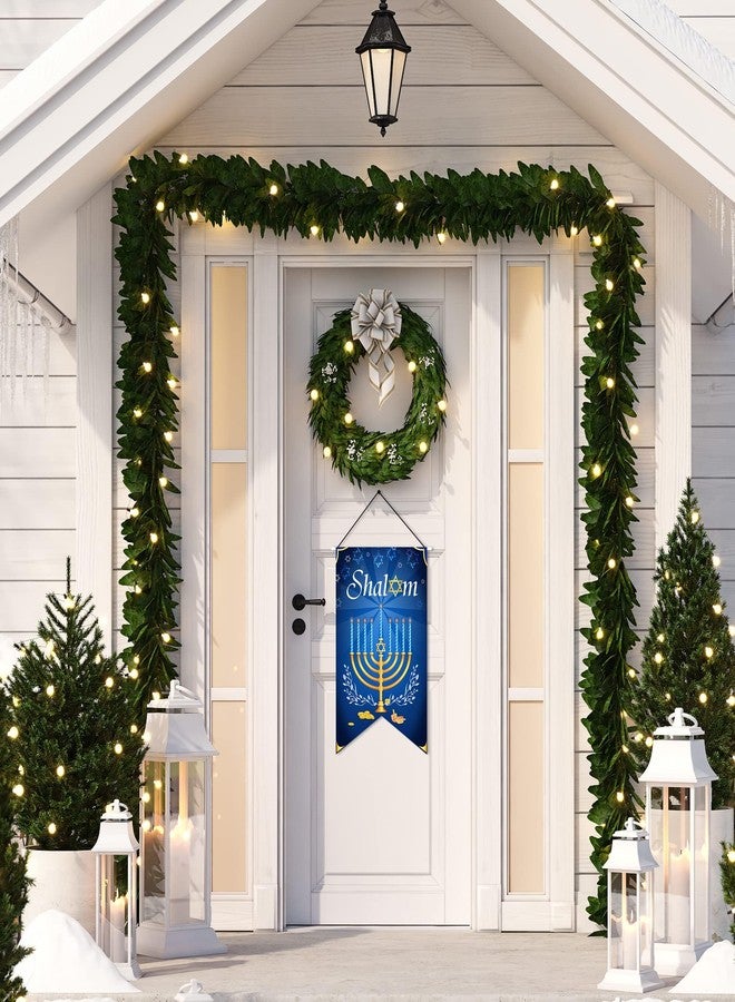 Tevxj Happy Hanukkah Door Banner Shalom Decorations Hanukkah Welcome Door Sign Fabric Chanukah Hanging Decor Gifts for Holiday Party Jewish Holiday Decorations for Porch Office Wall Indoor Outdoor - Image 5