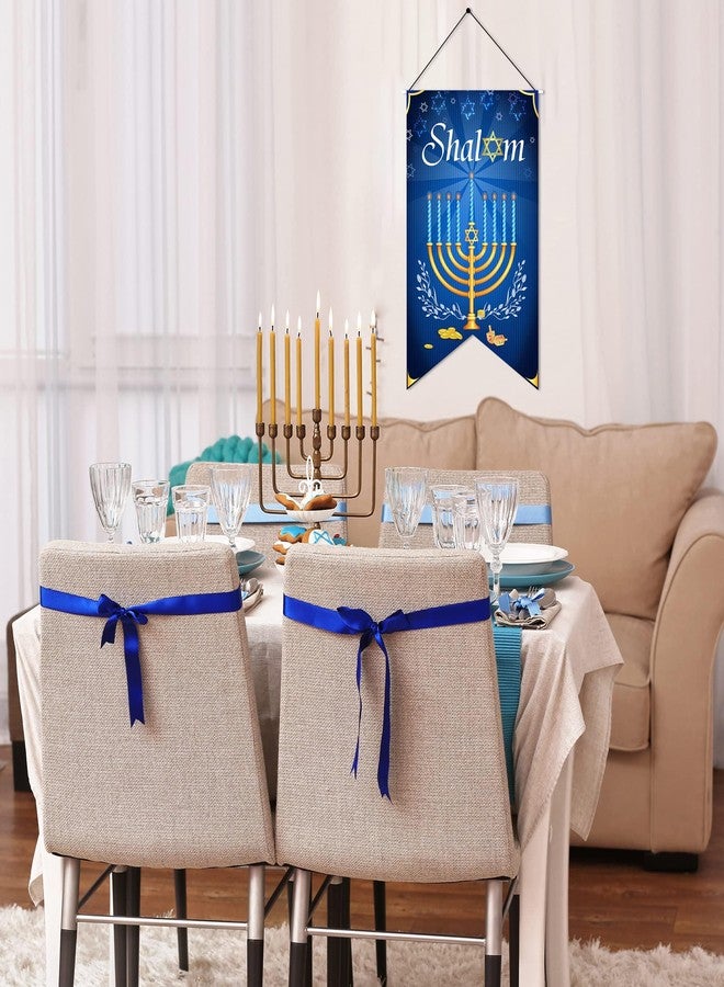 Tevxj Happy Hanukkah Door Banner Shalom Decorations Hanukkah Welcome Door Sign Fabric Chanukah Hanging Decor Gifts for Holiday Party Jewish Holiday Decorations for Porch Office Wall Indoor Outdoor - Image 3