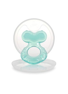 Nuby Nuby Silicone Teethe-eez Teether with Bristles, Includes Hygienic Case, Aqua  - Image 1