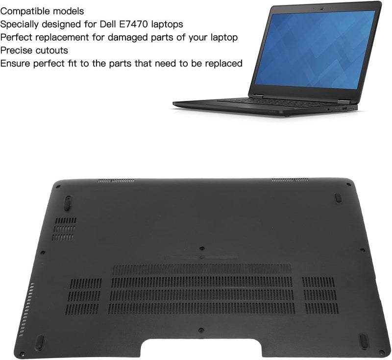 Laptop Bottom Base Cover Replacement Enclosure Lower Case with Heat Dissipation Hole for E7470, Black ABS Bottom Case Compatible with Latitude E7470 - Image 3