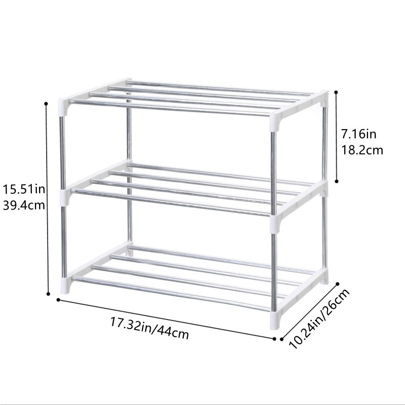 Jucaifu Stackable Small Shoe Rack, Entryway, Hallway and Closet Space Saving Storage and Organization (3-Tier, White) - Image 4