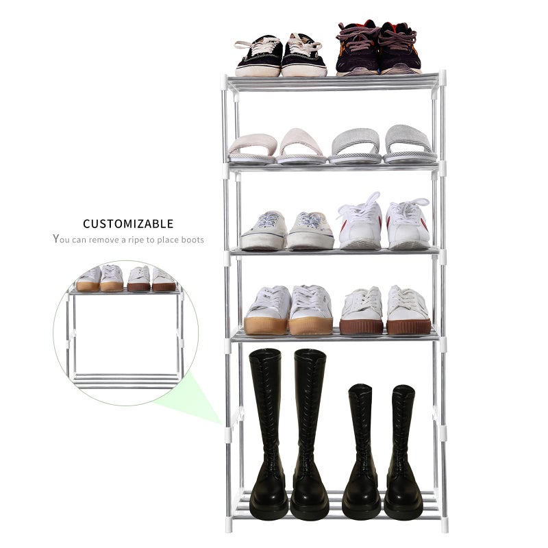 Jucaifu Stackable Small Shoe Rack, Entryway, Hallway and Closet Space Saving Storage and Organization (3-Tier, White) - Image 2