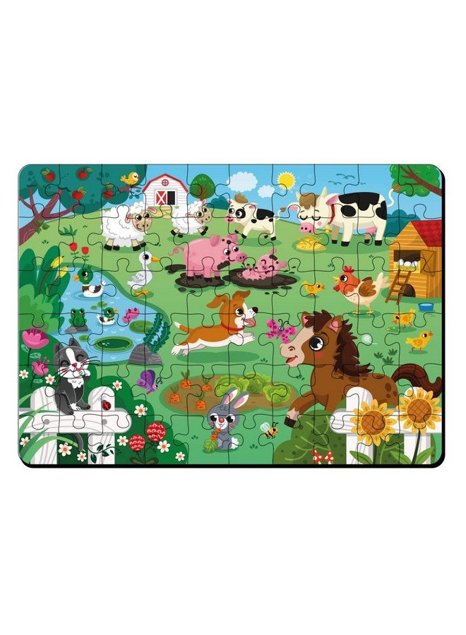 Mini Leaves Mini Leaves Farm Animal Puzzle | Premium Wooden Floor Puzzle for Kids | Puzzle Set with Wooden Box - Size 380 x 280 MM (48 Pieces)  - Image 2