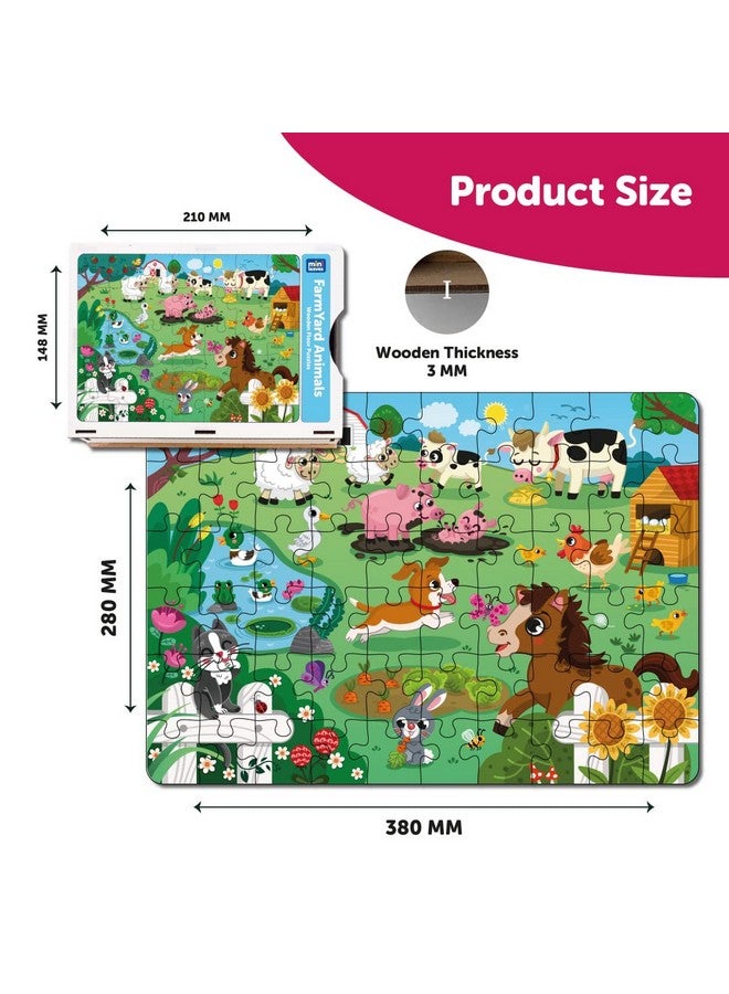 Mini Leaves Mini Leaves Farm Animal Puzzle | Premium Wooden Floor Puzzle for Kids | Puzzle Set with Wooden Box - Size 380 x 280 MM (48 Pieces)  - Image 3