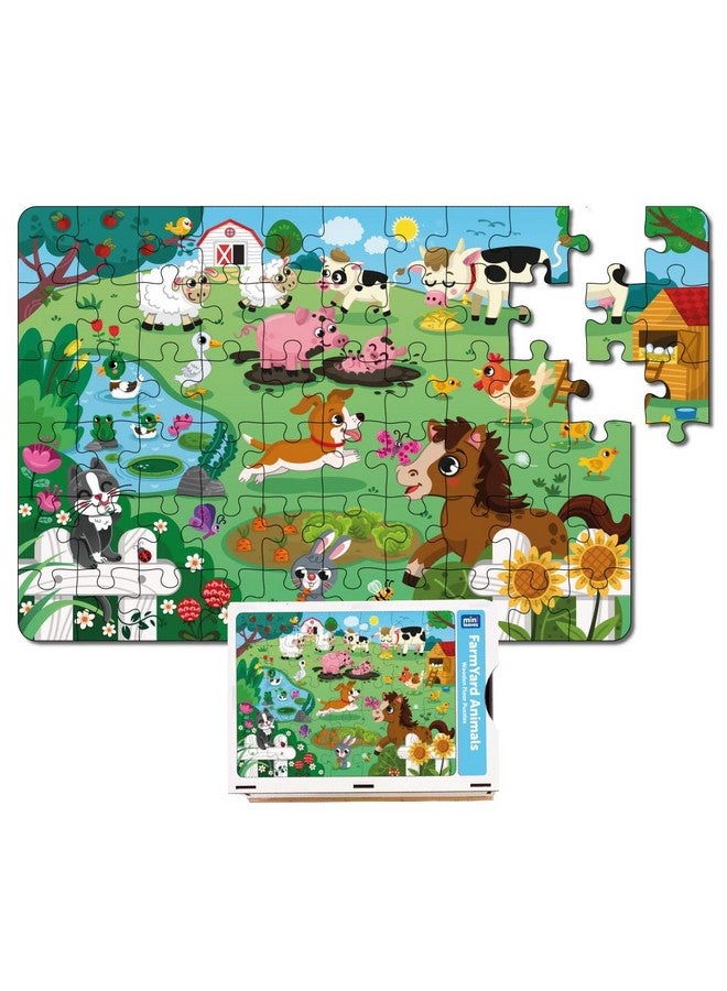 Mini Leaves Mini Leaves Farm Animal Puzzle | Premium Wooden Floor Puzzle for Kids | Puzzle Set with Wooden Box - Size 380 x 280 MM (48 Pieces)  - Image 1