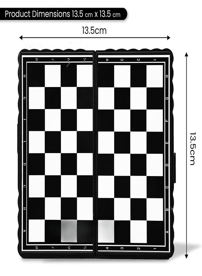 Space Enterprises Educational Mini Chess Set Pocket Size with Folding Magnetic Board Toy for Kids (Black and White) - Image 4