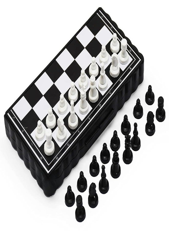 Space Enterprises Educational Mini Chess Set Pocket Size with Folding Magnetic Board Toy for Kids (Black and White) - Image 3