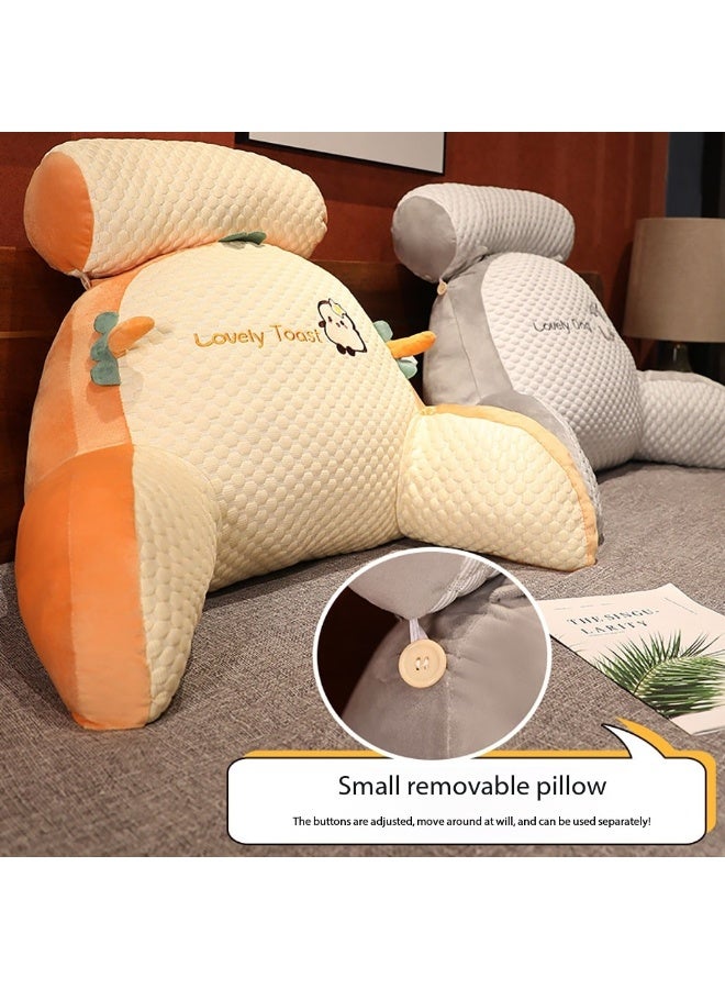 Sitting Reading Pillow, Sit Up Back Support Cushion with Armsrest for Resting in Bed Couch Chair or Floor, Back Support Pillow for Kids & Adult Reading Watching TV Gaming (Light Grey - Cat, 70*50cm) - Image 4