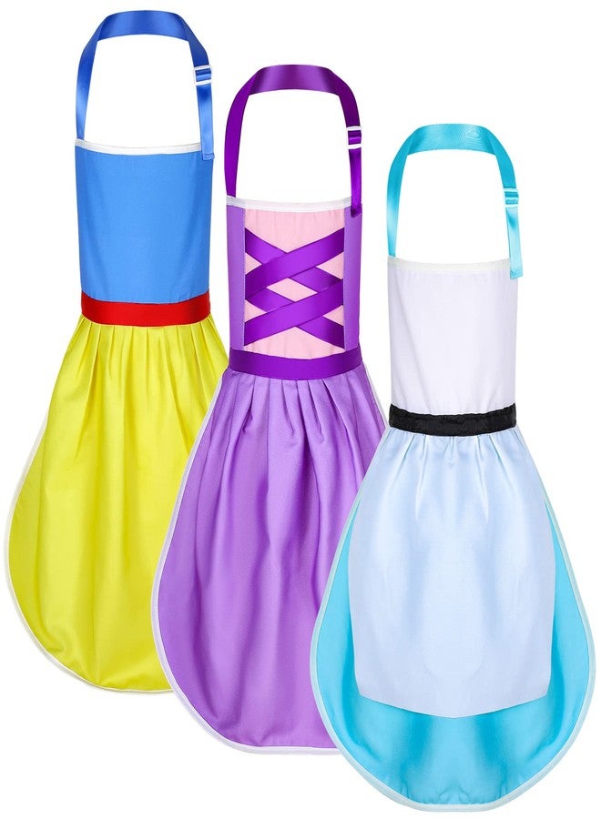 Boyiee 3 Pcs Princess Apron for Kid Children toddler reusable Colorful Apron Art Smock for Paint Cook Bake Garden(Cute) - Image 1