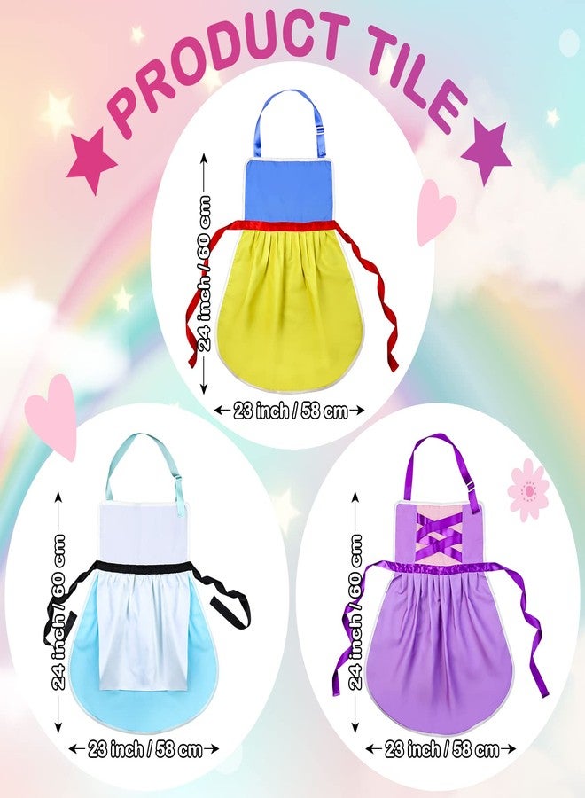 Boyiee 3 Pcs Princess Apron for Kid Children toddler reusable Colorful Apron Art Smock for Paint Cook Bake Garden(Cute) - Image 2