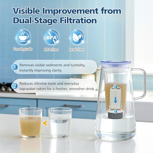 Beckacher Water Pitcher Filter Replacement for LifeStraw Home, 7 Pack Water Filter Compatible with LifeStraw Home Dispenser and Pitcher Systems,1 Membrane Micro Filter& 6 Activated Carbon Filters 1-Year Supply - Image 5