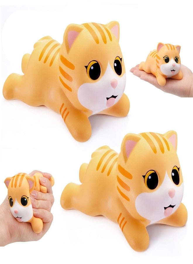 Hungdao 2 Pcs Orange Cat Tabby Stress Toys PU Foam Cat Stress Balls Squeeze Sensory Toys Funny Appreciation Gift for Anxiety Relief Prize Fidget Party Favor Adults Cute Office Desk Accessory - Image 1