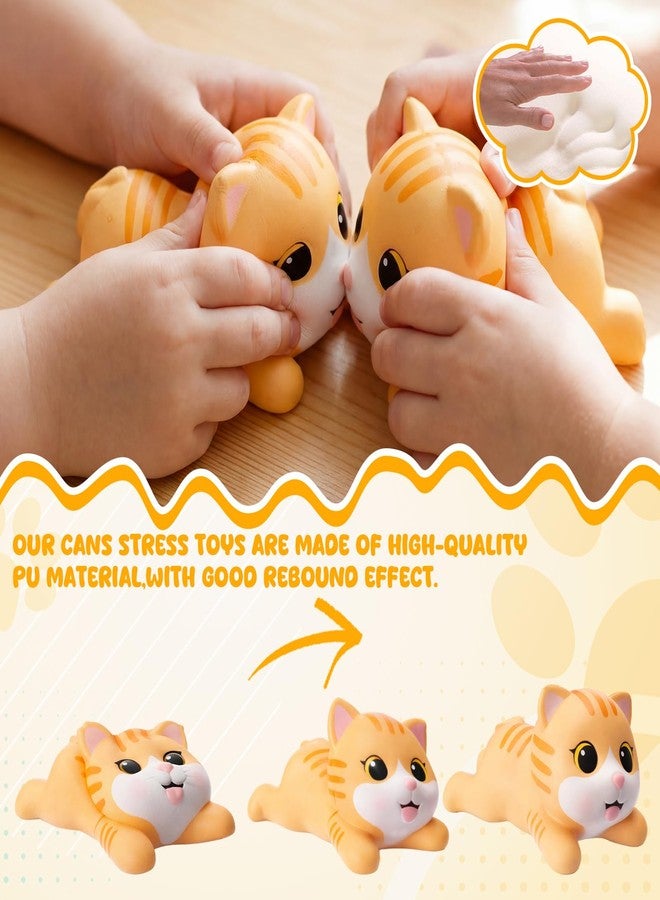 Hungdao 2 Pcs Orange Cat Tabby Stress Toys PU Foam Cat Stress Balls Squeeze Sensory Toys Funny Appreciation Gift for Anxiety Relief Prize Fidget Party Favor Adults Cute Office Desk Accessory - Image 3