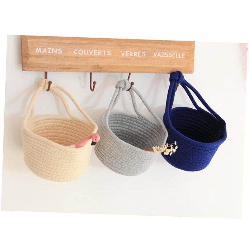 Woven Cotton Rope Hanging Basket For Organizing Toys And Sundries Round Storage Container - Image 4
