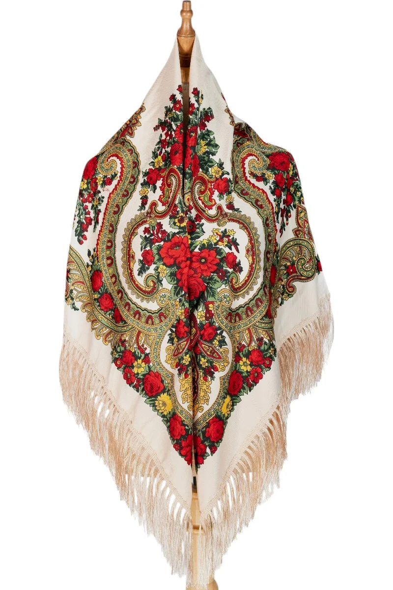 D'Daniela Roksana Women's Eastern European Cotton Tassel Shawl