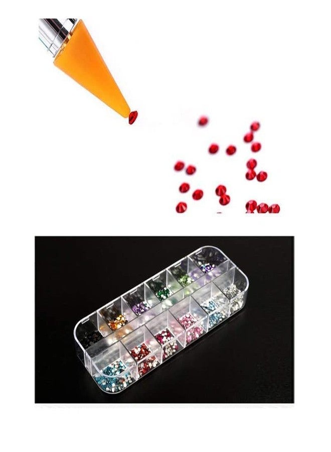 TREXEE 12 Colors Rhinestones Gems AB Nail Art Rhinestones Decorations for DIY Nail Art Crafts Nail Gems | 1 pcs Rhinestone Picker Dotting Pen and 1Tweezer(1 Set) - Image 3
