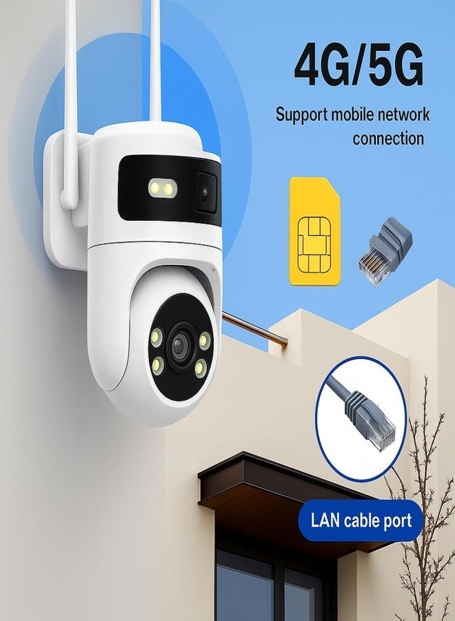 MAYUMI 2 Way Talk, Motion Detection, Color Night Vision, 2 Side Camera Horizontally Rotate 180° 4G Sim Based 6MP HD 3in1 Screen View CCTV Camera - Image 4