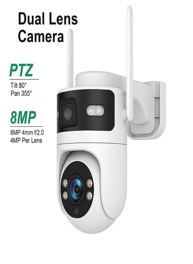 MAYUMI 2 Way Talk, Motion Detection, Color Night Vision, 2 Side Camera Horizontally Rotate 180° 4G Sim Based 6MP HD 3in1 Screen View CCTV Camera - Image 3