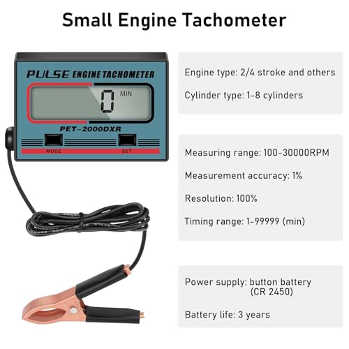 Linkstyle Digital Tachometer, 2 Stroke 4 Stroke Small Engine Tachometer, Chainsaw Tach Gauge Tach Meter, Inductive Pulse for Lawnmower Weedwhacker Cropper Car Boat - Image 2