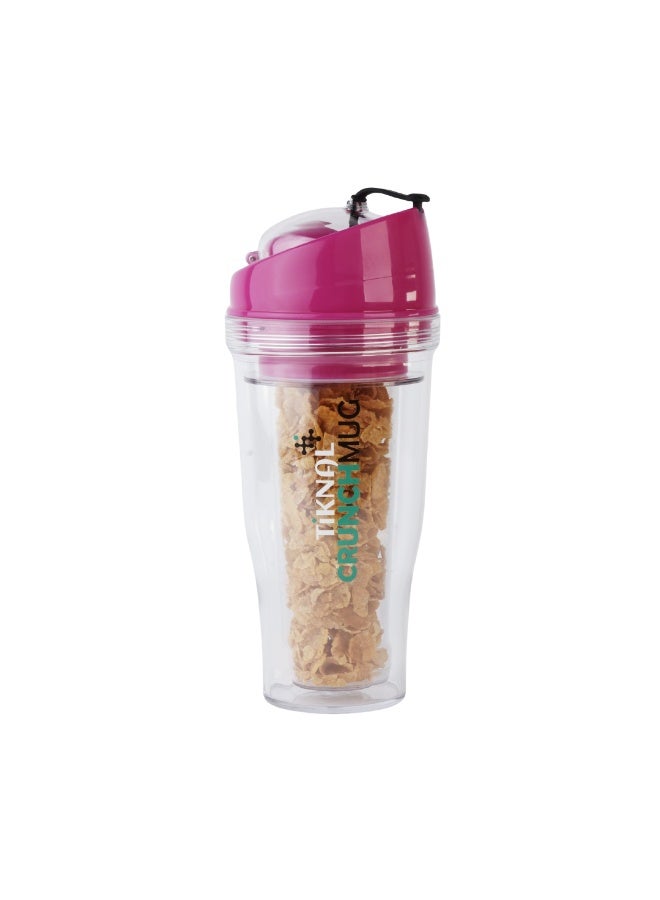 TIKNAL Crunch Mug Portable Breakfast Cup – For Cereal and Milk On-the-Go, Keeps Crunch Fresh, 12 oz Capacity – Practical XL Size for Morning Commutes and Travel - Pink - Image 3