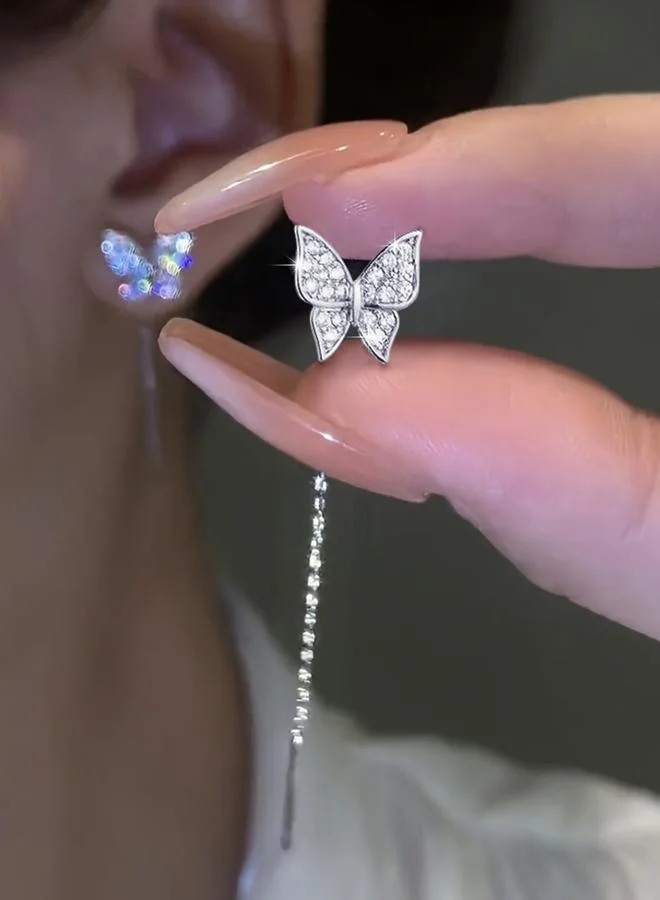 تايك تو أقراط متدلية بتصميم فراشة