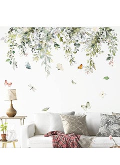 Wall Sticker, 2 Pieces Green Plants Wall Sticker, 30 x 90 cm Wall Decal Butterfly Wallpaper, Peel and Stick Removable Wall Stickers Decor for Kids Baby Bedroom Living Room Offices Classroom