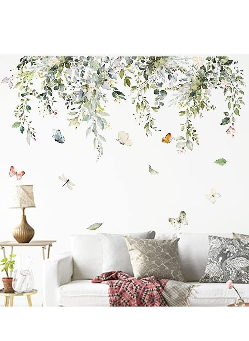 Generic Wall Sticker, 2 Pieces Green Plants Wall Sticker, 30 x 90 cm Wall Decal Butterfly Wallpaper, Peel and Stick Removable Wall Stickers Decor for Kids Baby Bedroom Living Room Offices Classroom  - Image 1