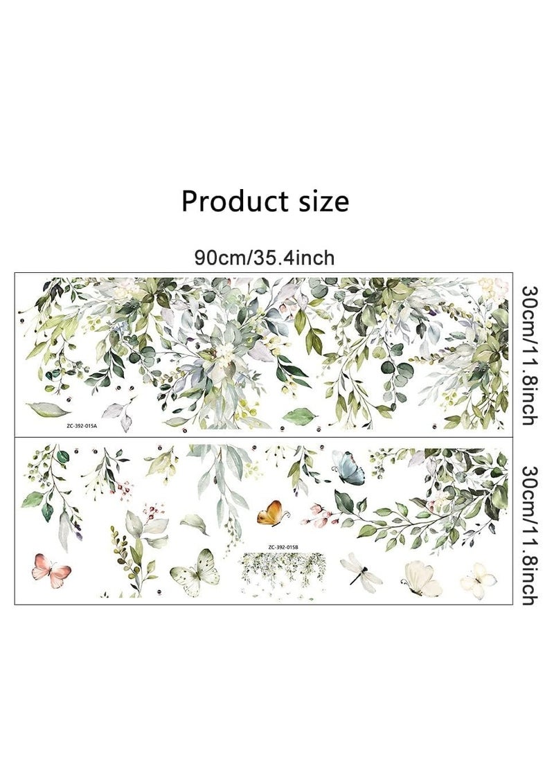 Generic Wall Sticker, 2 Pieces Green Plants Wall Sticker, 30 x 90 cm Wall Decal Butterfly Wallpaper, Peel and Stick Removable Wall Stickers Decor for Kids Baby Bedroom Living Room Offices Classroom  - Image 2