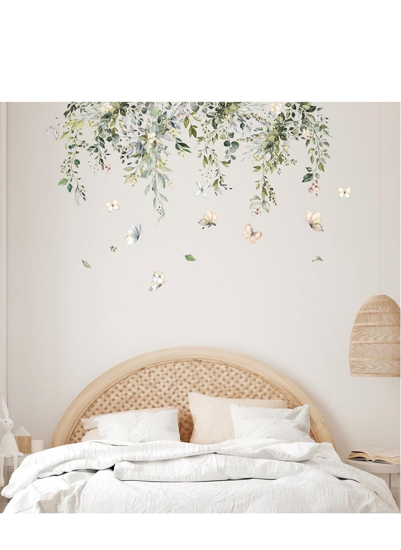 Generic - Wall Sticker, 2 Pieces Green Plants Wall Sticker, 30 x 90 cm Wall Decal Butterfly Wallpaper, Peel and Stick Removable Wall Stickers Decor for Kids Baby Bedroom Living Room Offices Classroom - Image 1