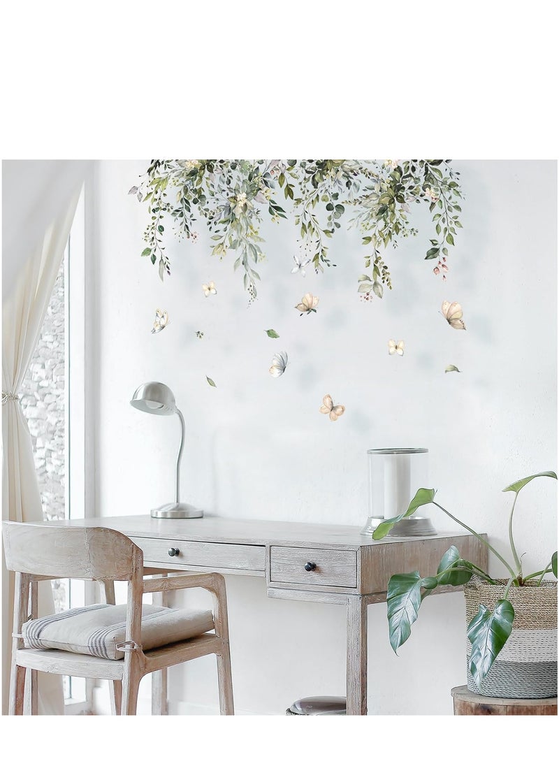 Generic - Wall Sticker, 2 Pieces Green Plants Wall Sticker, 30 x 90 cm Wall Decal Butterfly Wallpaper, Peel and Stick Removable Wall Stickers Decor for Kids Baby Bedroom Living Room Offices Classroom - Image 1