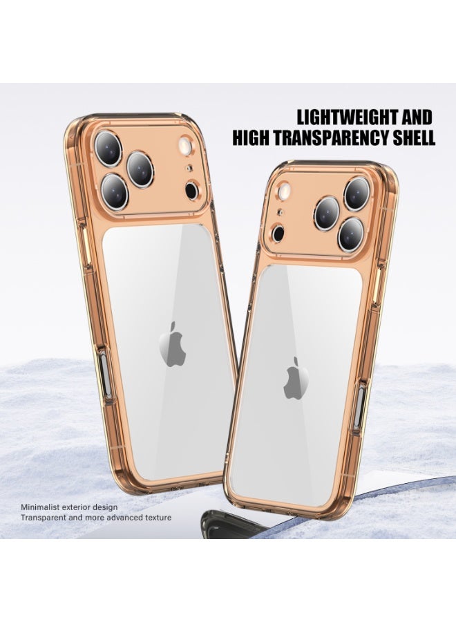 iPhone 17 Pro Max Case: Clear Orange, Integrated Screen Guard, Slim Military-Grade Rugged - Image 1