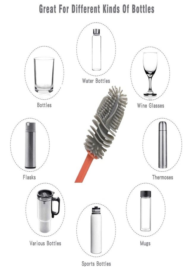 Dreamlover 12 inches Long Bottle Cleaning Brush Silicone Long Handle Brush for Baby Bottle, Water Bottle, Containers, Vase, Glass, and Hydroflask Silicon Bottle Cleaner for Narrow Neck Containers - Image 5