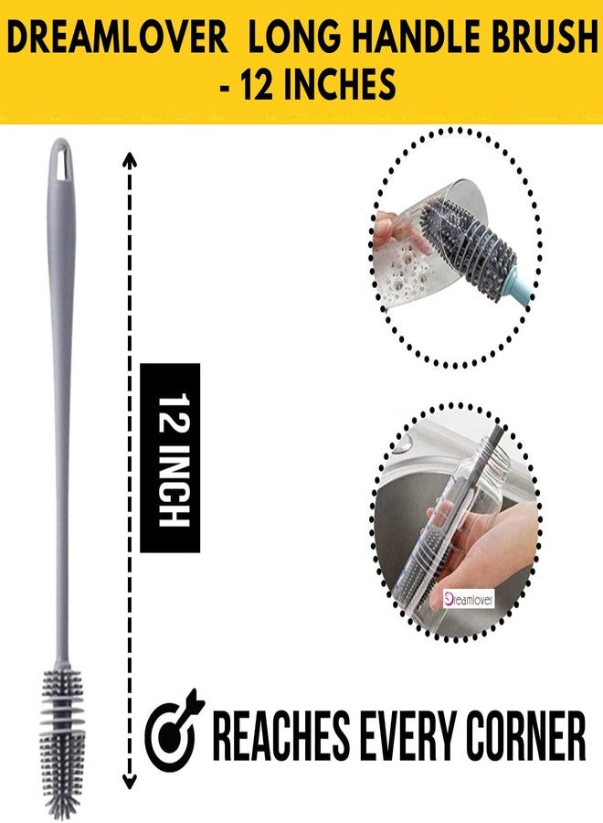 Dreamlover 12 inches Long Bottle Cleaning Brush Silicone Long Handle Brush for Baby Bottle, Water Bottle, Containers, Vase, Glass, and Hydroflask Silicon Bottle Cleaner for Narrow Neck Containers - Image 2
