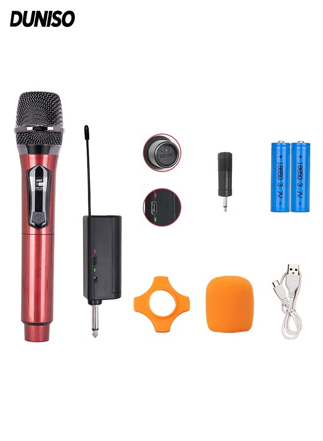 DUNISO Wireless Microphone,Universal Handheld Karaoke Mic Speaker,Over 90 DB Outdoor Indoor Cordless Microphone with Mini Receiver,Plug and Play,Shockproof and Durable,for Singing, Karaoke, Speech, Wedding, Church - Image 1