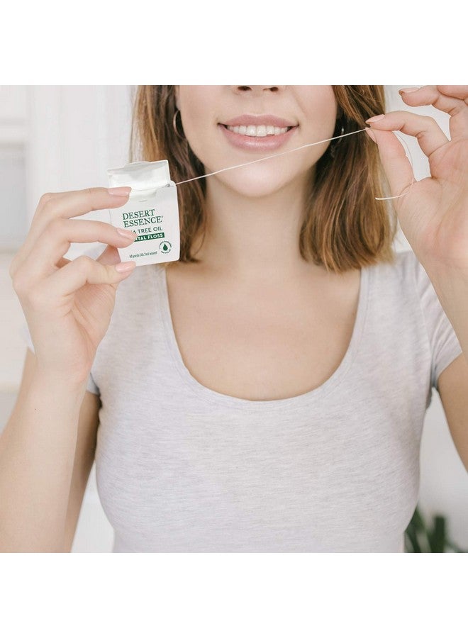 خيط تنظيف الأسنان Desert Essence، بخلاصة شجرة الشاي، 50 ياردة - خالٍ من الجلوتين - خالٍ من القسوة - مشمع طبيعيًا بشمع النحل - خيط تنظيف بدون تمزيق - زيت شجرة الشاي - يزيل البلاك والتراكمات، عبوة من 6 قطع - Image 4