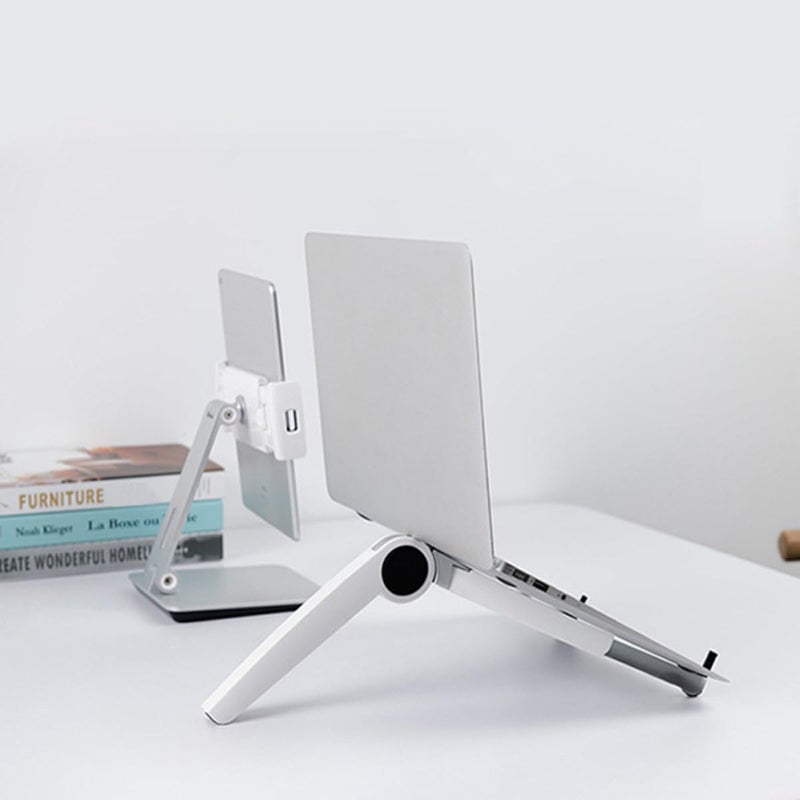 Foldable Aluminum Alloy Laptop Stand Adjustable Portable White Cooling Desk Holder - Image 3