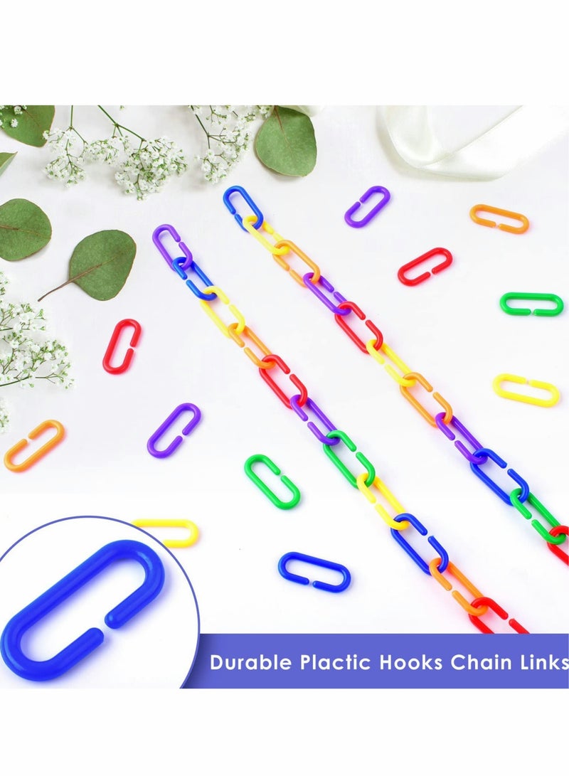 KASTWAVE Plastic Chain Links for Birds, 200PCS Mix Color Rainbow DIY C-Clips Chains Hooks Swing Climbing Cage Toys - Image 3