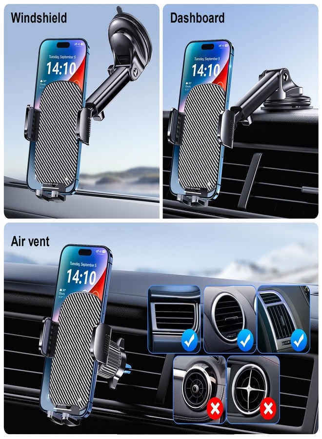 GUWEZ Phone Holder Car Mount for iPhone[Powerful Suction]Phone Mount for Car Dashboard Windshield Air Vent Universal Accessories[Thick Cases Friendly]Automobile Cell Phone Holder Fit iPhone Smartphone - Image 2