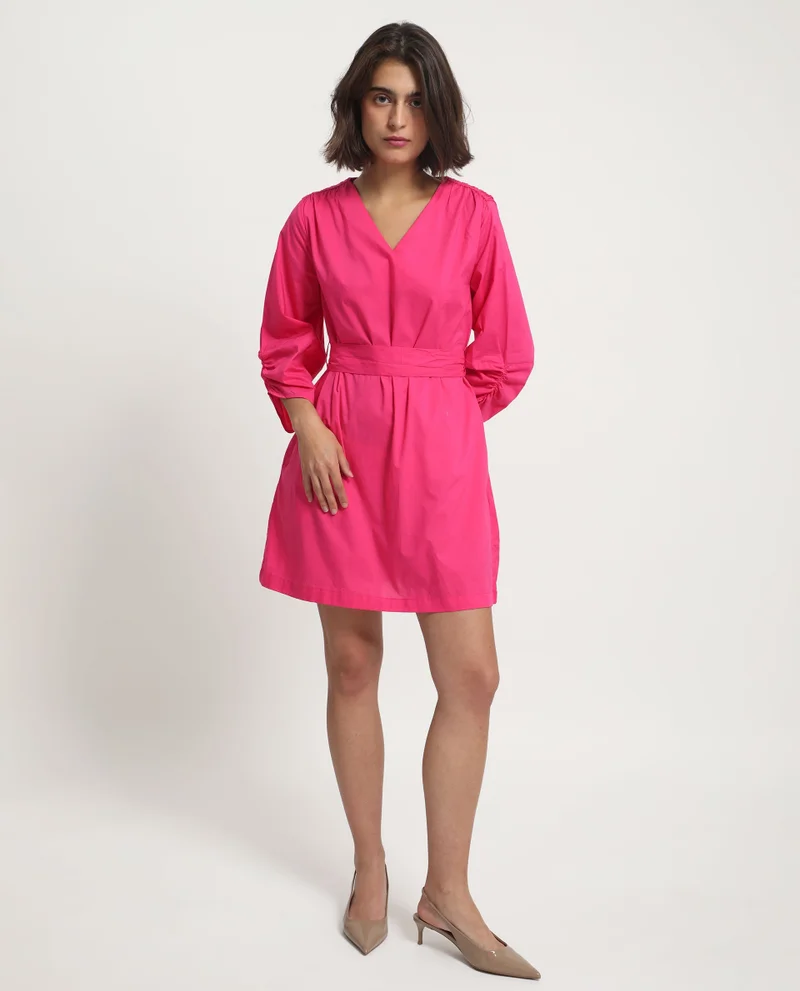 ريريزم Women's Elasticated Shoulder V-Neck A-Line Dress