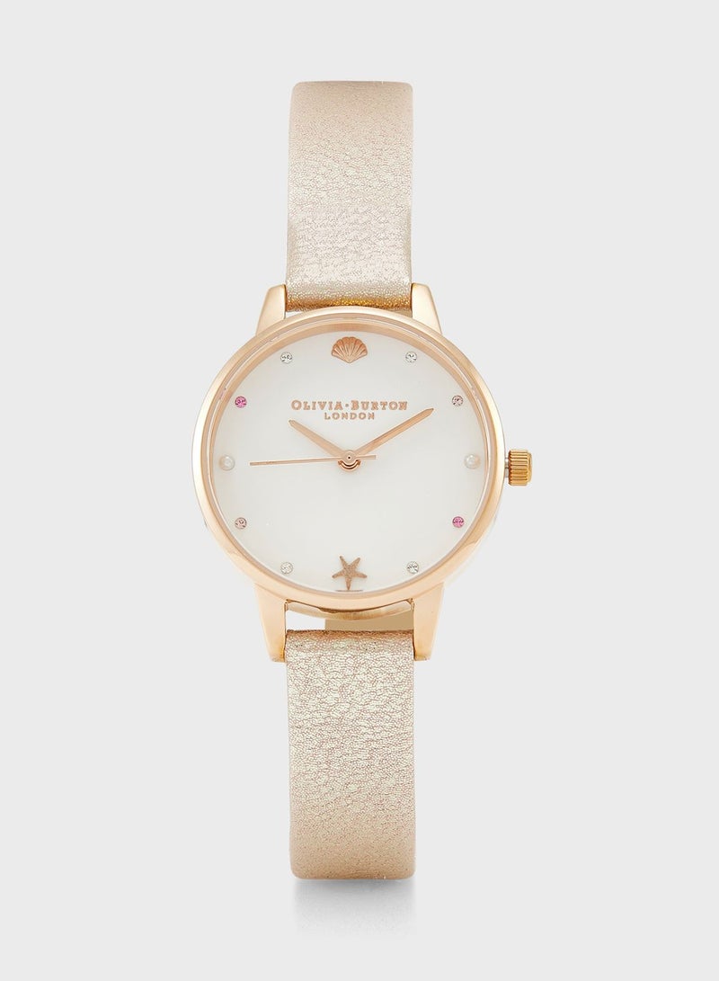 OLIVIA BURTON White & Stone & Pearl & Shell Stud & Star Fish Stud Analog Watch  - Image 2
