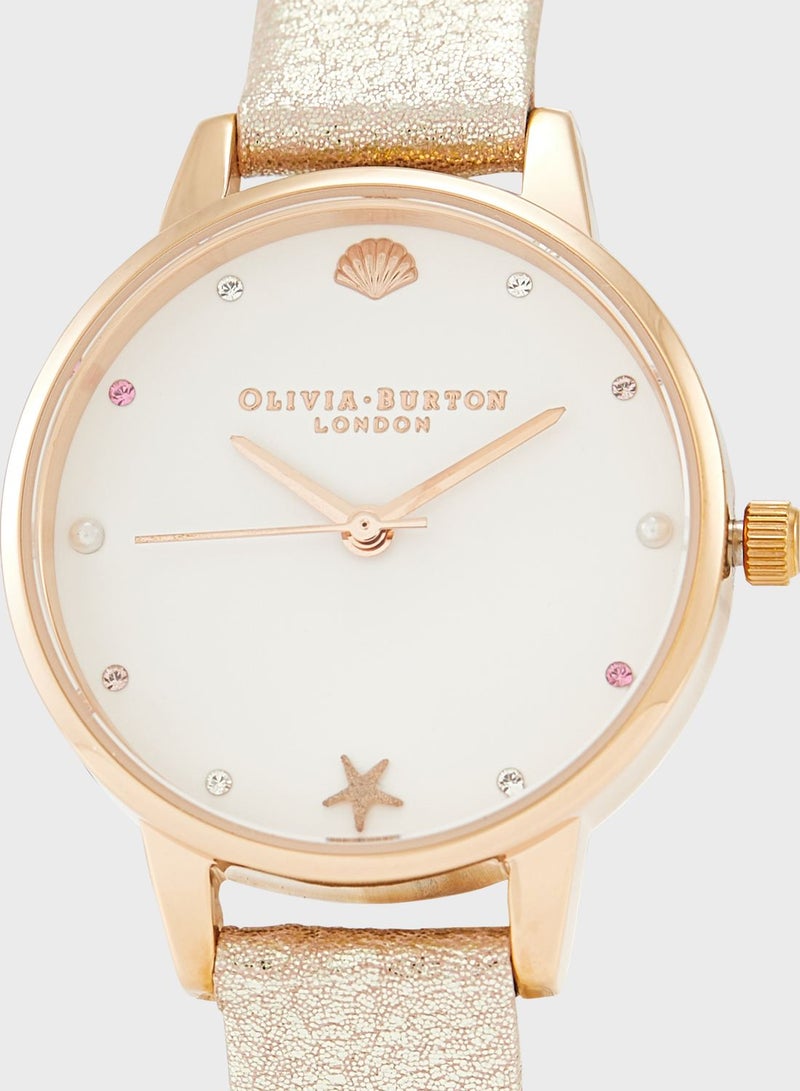OLIVIA BURTON White & Stone & Pearl & Shell Stud & Star Fish Stud Analog Watch  - Image 3