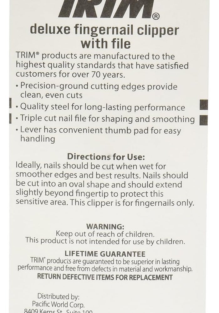 Trim Deluxe Fingernail Clippers with Fold-Away Nail File - Sharp and Durable Steel Nail Clippers for Precise Cuts - Image 3