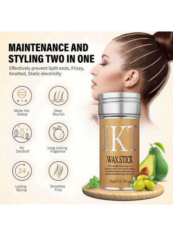 اي كي تي شمع تصفيف الشعر على شكل عصا، تثبيت قوي يدوم طويلاً، غير دهني، مناسب للشعر المتطاير والمجعد، مناسب للجنسين - Image 1