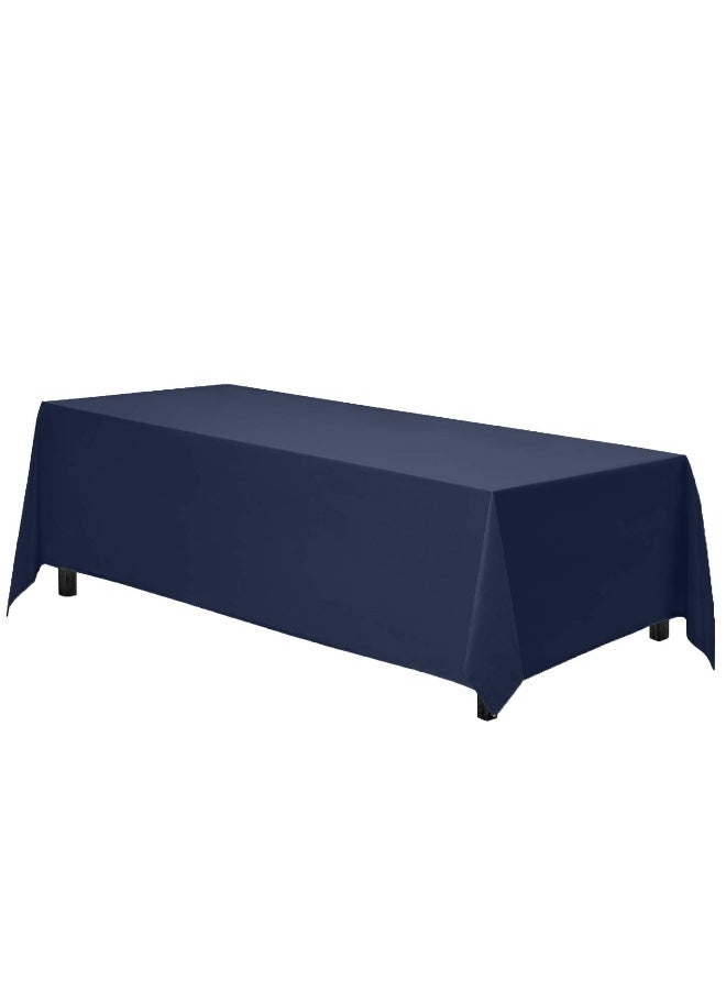 Gee Di Moda Rectangle Tablecloth - 70 x 120 Inch Navy Blue - Heavy Duty Washable Polyester - For 6 or 8 Foot Rectangular Table - Image 1