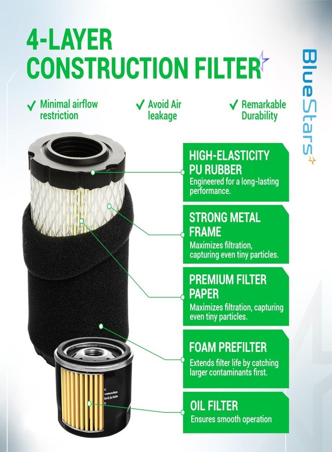 BlueStars MIU14395 796031 Air Filter 492932S 492932 Oil Filter - Compatible with John Deere D100 D105 D125 D130 D110 D140 E140 E130 E100 E120 Lawn Tractor Husqvarna YTH22V46 YTH24V48 YTA22V46 591334 - Image 5